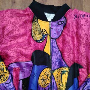Vintage GDT TOO Picasso AOP Satin Bomber Jacket